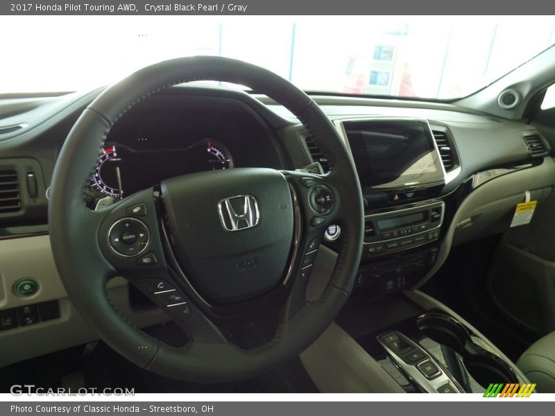 Crystal Black Pearl / Gray 2017 Honda Pilot Touring AWD