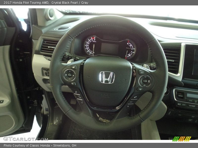 Crystal Black Pearl / Gray 2017 Honda Pilot Touring AWD