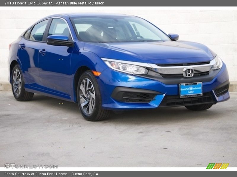 Aegean Blue Metallic / Black 2018 Honda Civic EX Sedan