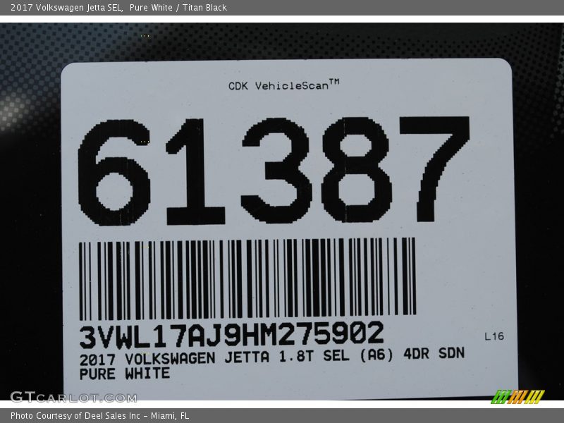Pure White / Titan Black 2017 Volkswagen Jetta SEL