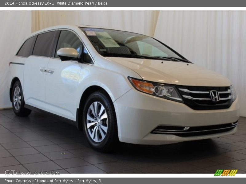 White Diamond Pearl / Beige 2014 Honda Odyssey EX-L