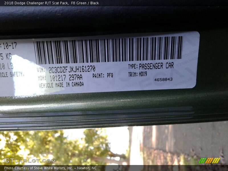 2018 Challenger R/T Scat Pack F8 Green Color Code PFQ