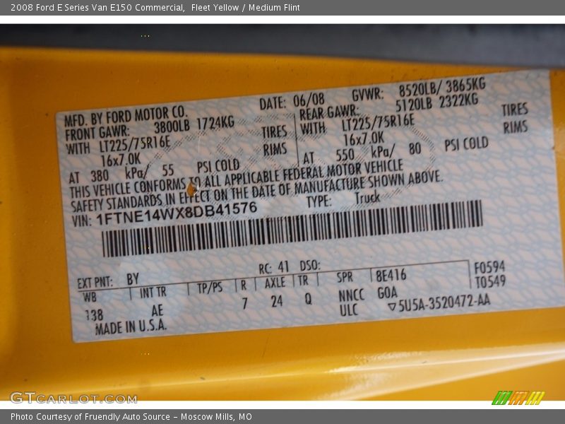 Fleet Yellow / Medium Flint 2008 Ford E Series Van E150 Commercial