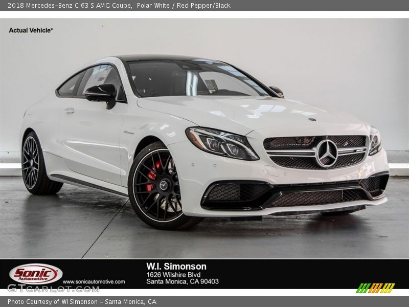 Polar White / Red Pepper/Black 2018 Mercedes-Benz C 63 S AMG Coupe
