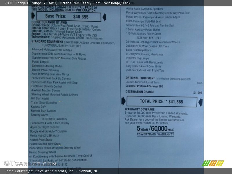 Octane Red Pearl / Light Frost Beige/Black 2018 Dodge Durango GT AWD