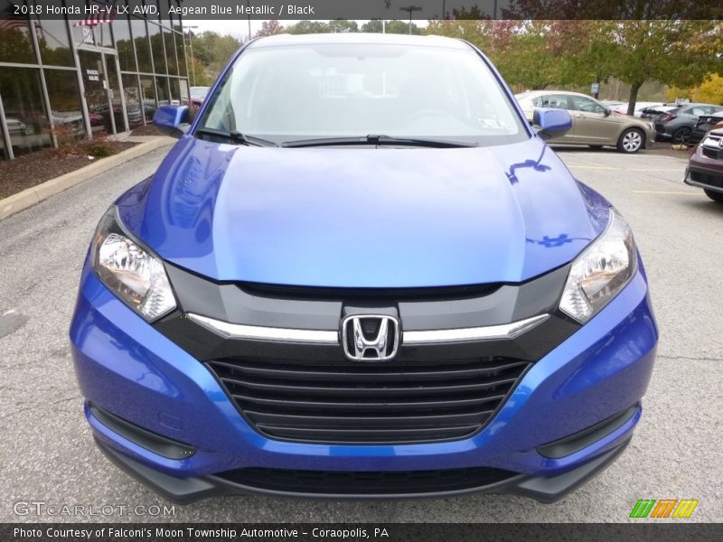 Aegean Blue Metallic / Black 2018 Honda HR-V LX AWD