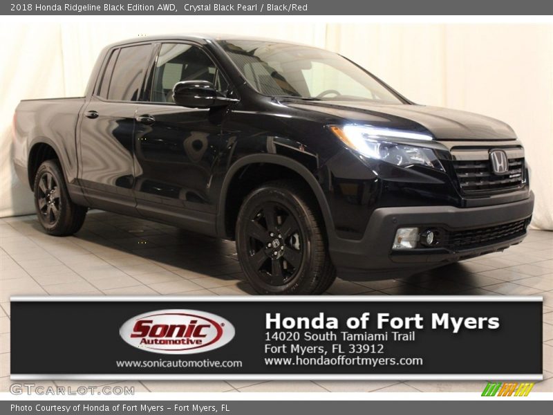Crystal Black Pearl / Black/Red 2018 Honda Ridgeline Black Edition AWD