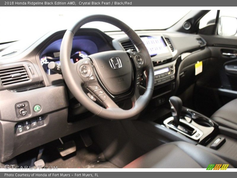 Crystal Black Pearl / Black/Red 2018 Honda Ridgeline Black Edition AWD
