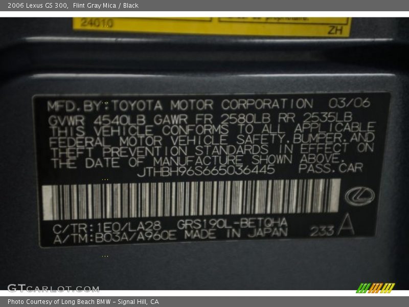 Flint Gray Mica / Black 2006 Lexus GS 300