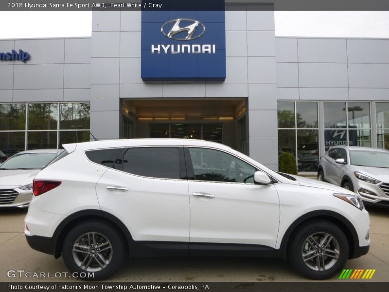 Pearl White / Gray 2018 Hyundai Santa Fe Sport AWD