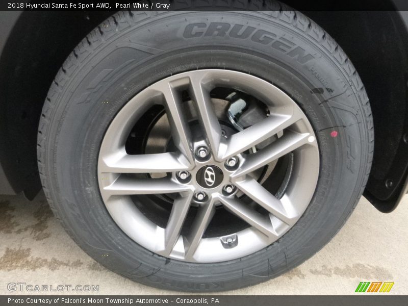 Pearl White / Gray 2018 Hyundai Santa Fe Sport AWD
