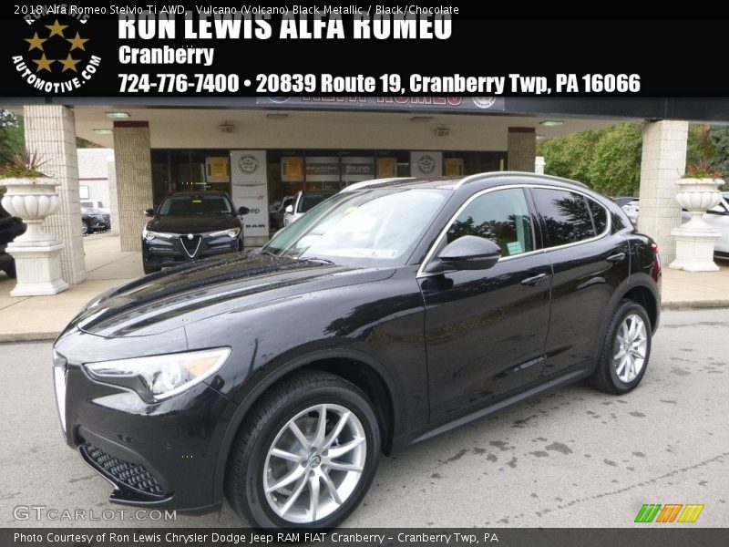 Vulcano (Volcano) Black Metallic / Black/Chocolate 2018 Alfa Romeo Stelvio Ti AWD