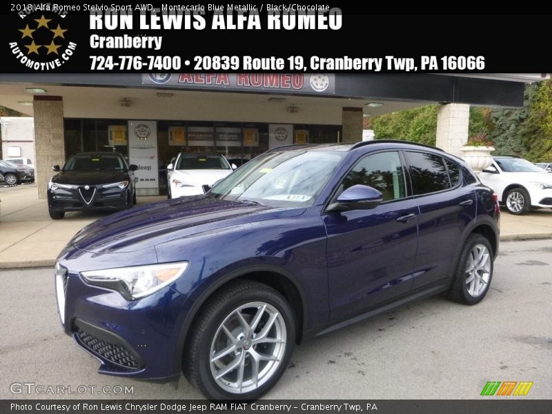 Montecarlo Blue Metallic / Black/Chocolate 2018 Alfa Romeo Stelvio Sport AWD