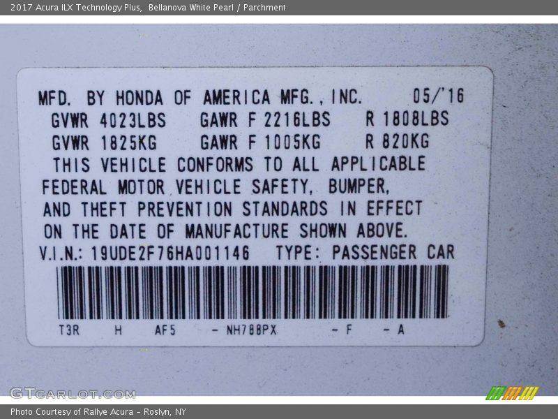 Bellanova White Pearl / Parchment 2017 Acura ILX Technology Plus