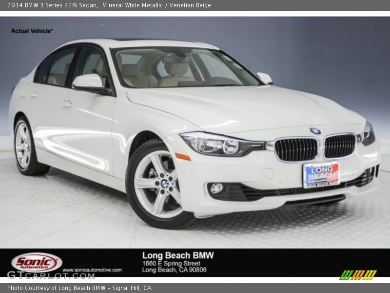 Mineral White Metallic / Venetian Beige 2014 BMW 3 Series 328i Sedan