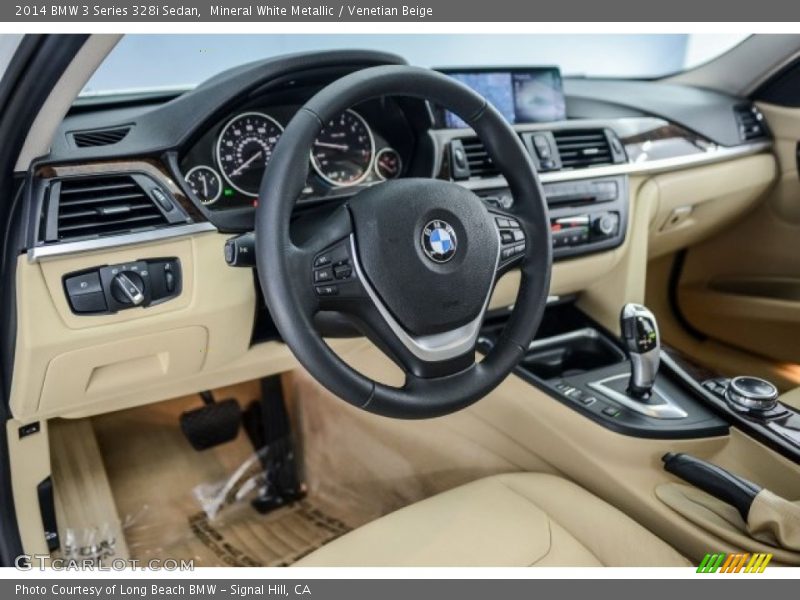 Mineral White Metallic / Venetian Beige 2014 BMW 3 Series 328i Sedan
