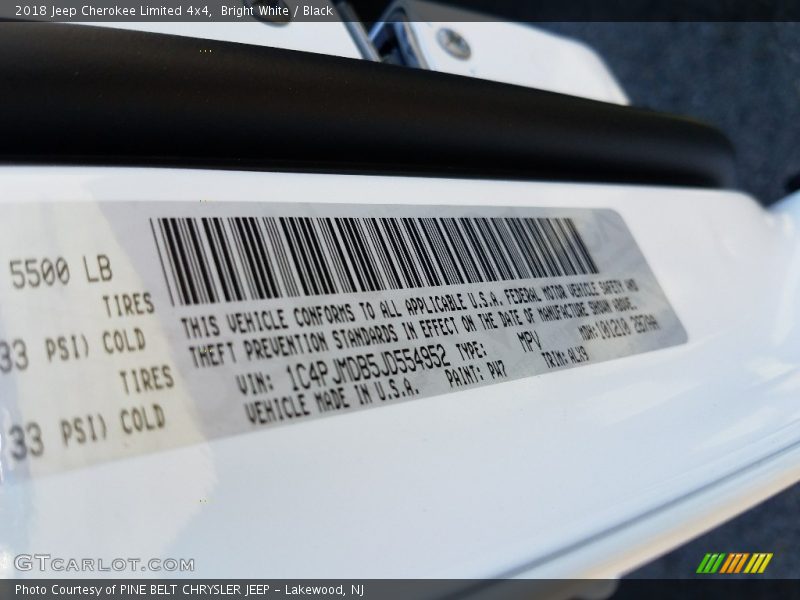 Bright White / Black 2018 Jeep Cherokee Limited 4x4