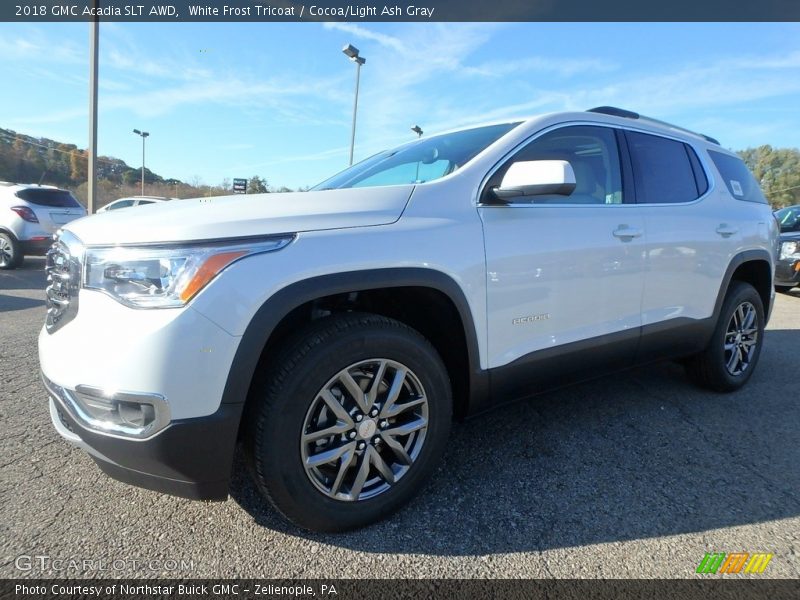 White Frost Tricoat / Cocoa/Light Ash Gray 2018 GMC Acadia SLT AWD