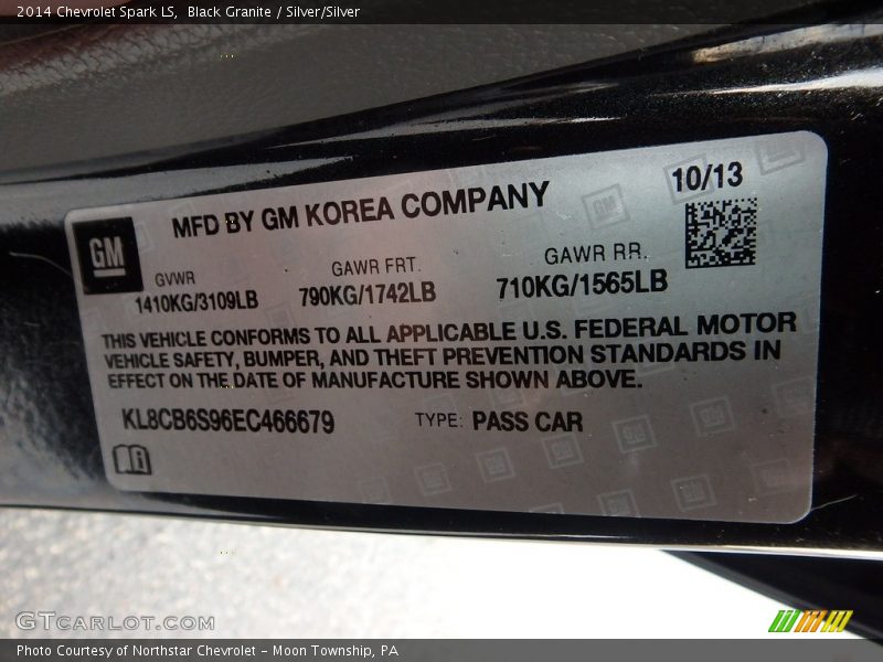 Black Granite / Silver/Silver 2014 Chevrolet Spark LS