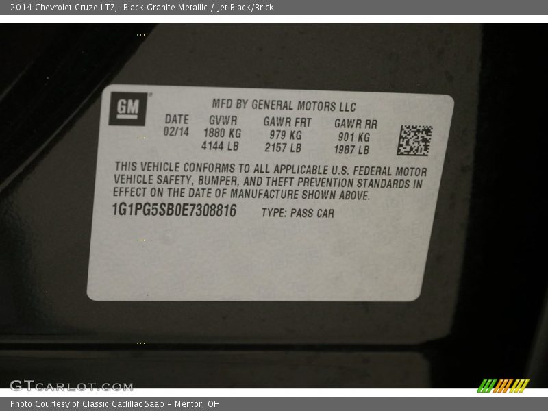 Black Granite Metallic / Jet Black/Brick 2014 Chevrolet Cruze LTZ