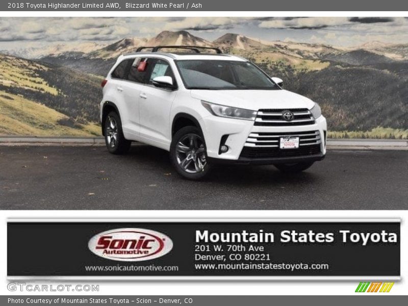 Blizzard White Pearl / Ash 2018 Toyota Highlander Limited AWD