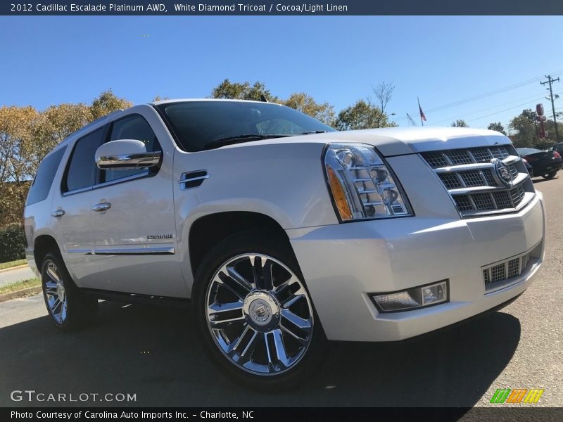 White Diamond Tricoat / Cocoa/Light Linen 2012 Cadillac Escalade Platinum AWD