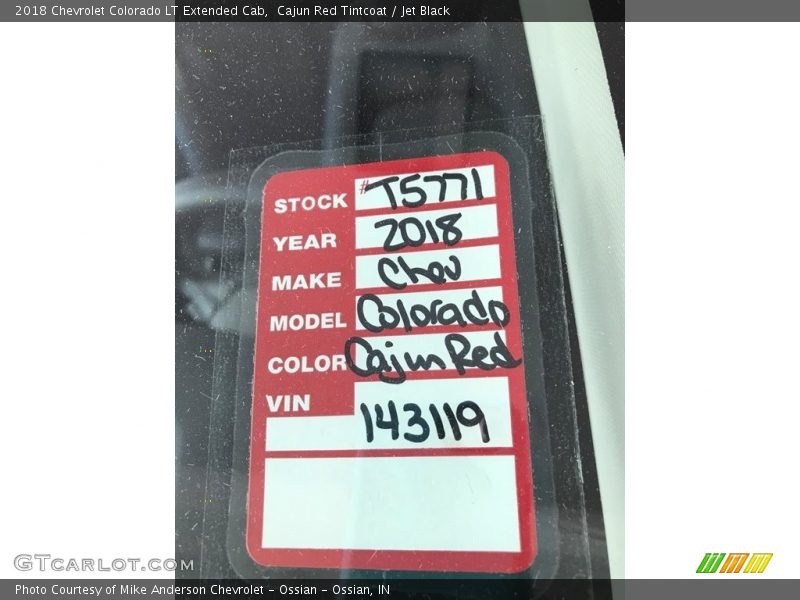Cajun Red Tintcoat / Jet Black 2018 Chevrolet Colorado LT Extended Cab