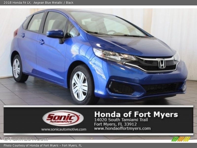 Aegean Blue Metallic / Black 2018 Honda Fit LX