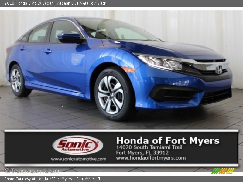 Aegean Blue Metallic / Black 2018 Honda Civic LX Sedan
