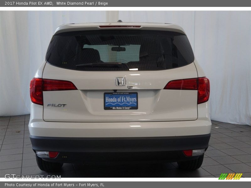 White Diamond Pearl / Beige 2017 Honda Pilot EX AWD