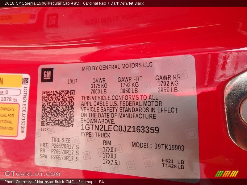 Cardinal Red / Dark Ash/Jet Black 2018 GMC Sierra 1500 Regular Cab 4WD