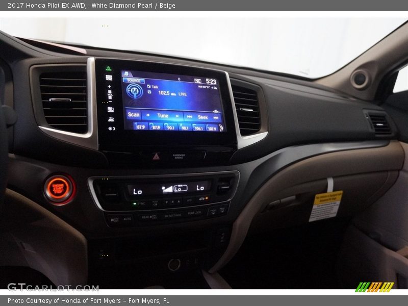 White Diamond Pearl / Beige 2017 Honda Pilot EX AWD