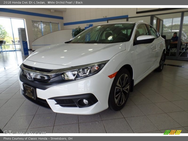 White Orchid Pearl / Black 2018 Honda Civic EX-L Sedan
