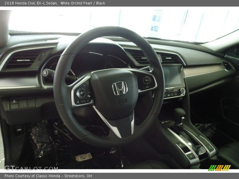 White Orchid Pearl / Black 2018 Honda Civic EX-L Sedan