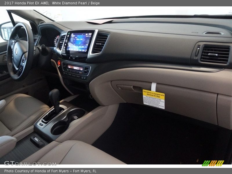 White Diamond Pearl / Beige 2017 Honda Pilot EX AWD