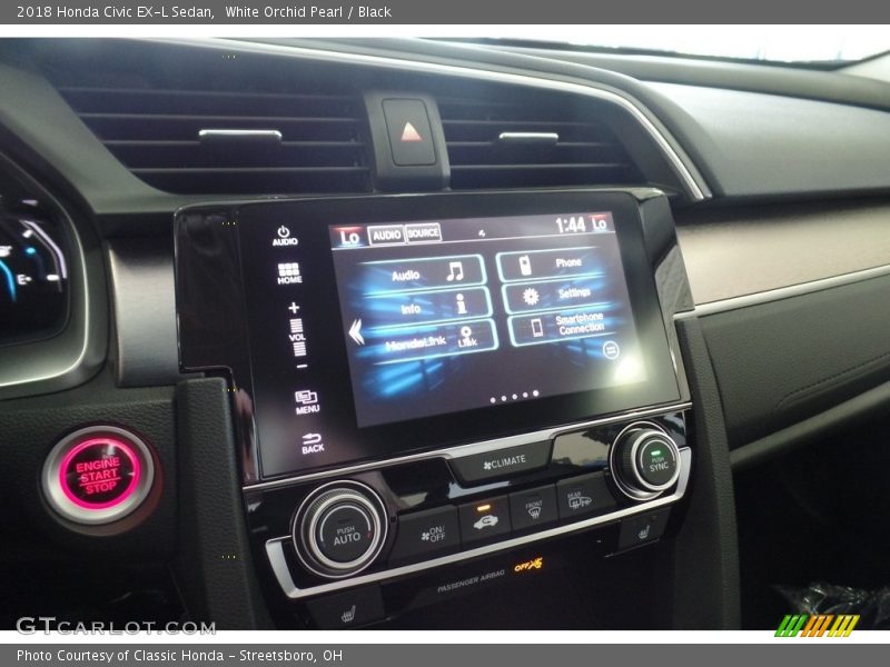 White Orchid Pearl / Black 2018 Honda Civic EX-L Sedan