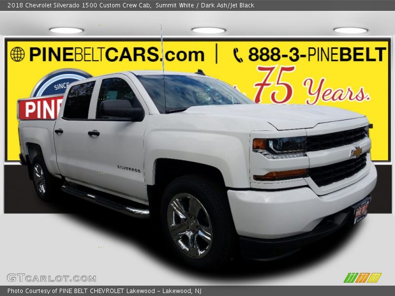 Summit White / Dark Ash/Jet Black 2018 Chevrolet Silverado 1500 Custom Crew Cab