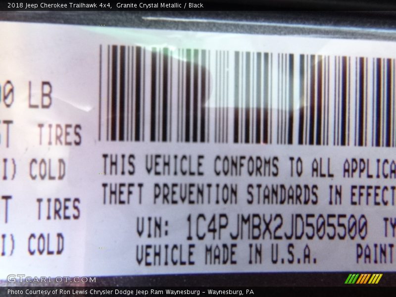 Granite Crystal Metallic / Black 2018 Jeep Cherokee Trailhawk 4x4