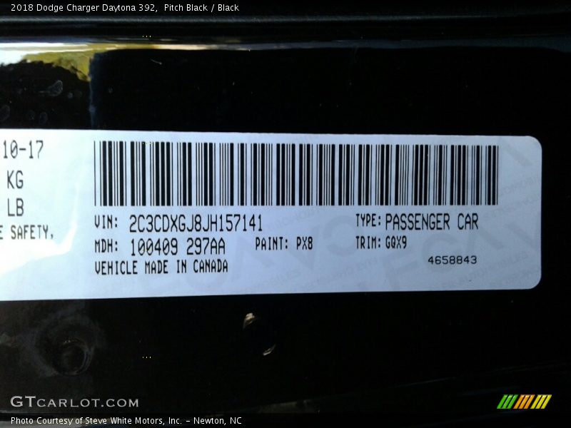 Pitch Black / Black 2018 Dodge Charger Daytona 392