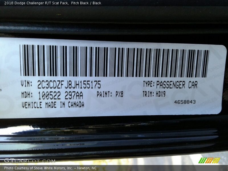 Pitch Black / Black 2018 Dodge Challenger R/T Scat Pack