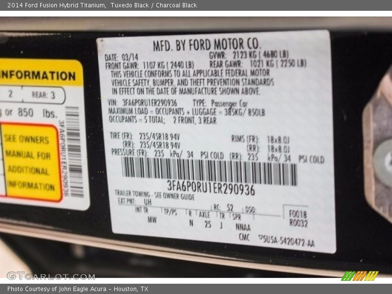 Tuxedo Black / Charcoal Black 2014 Ford Fusion Hybrid Titanium