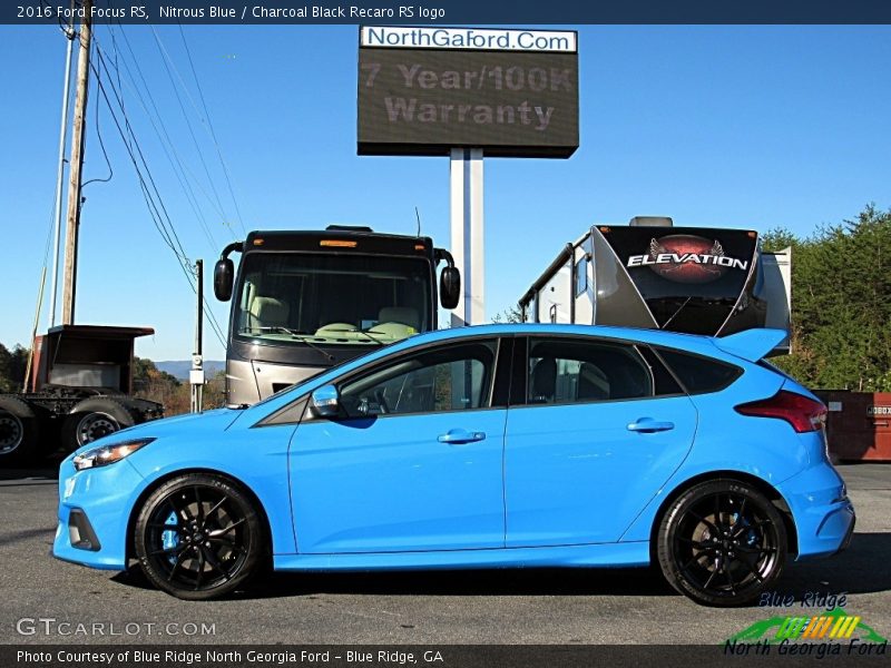 Nitrous Blue / Charcoal Black Recaro RS logo 2016 Ford Focus RS
