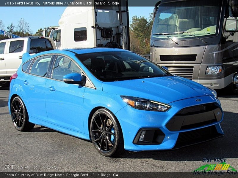 Nitrous Blue / Charcoal Black Recaro RS logo 2016 Ford Focus RS