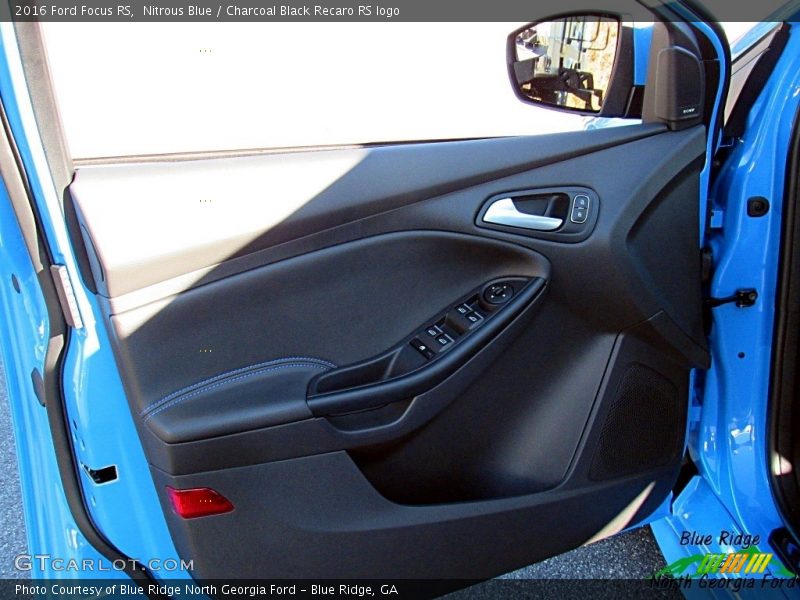Nitrous Blue / Charcoal Black Recaro RS logo 2016 Ford Focus RS
