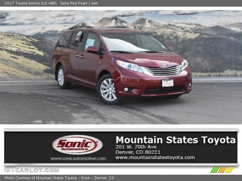 Salsa Red Pearl / Ash 2017 Toyota Sienna XLE AWD