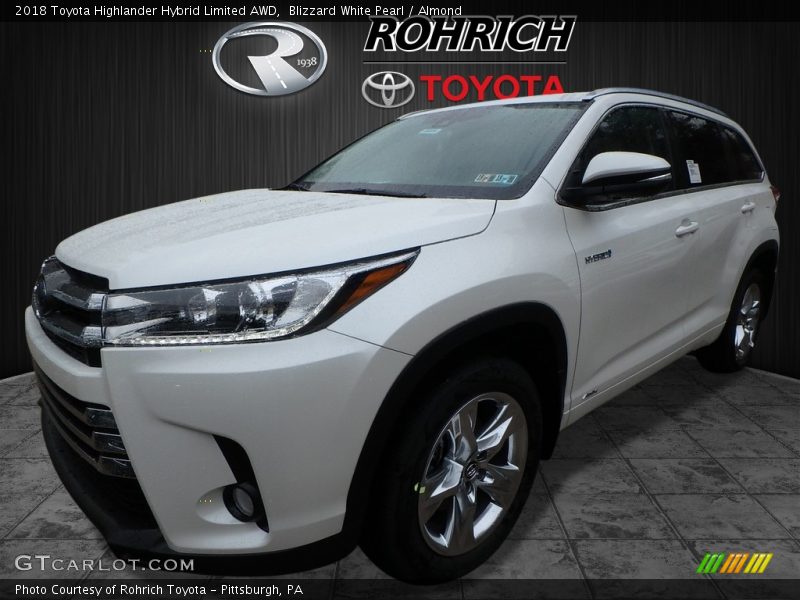 Blizzard White Pearl / Almond 2018 Toyota Highlander Hybrid Limited AWD