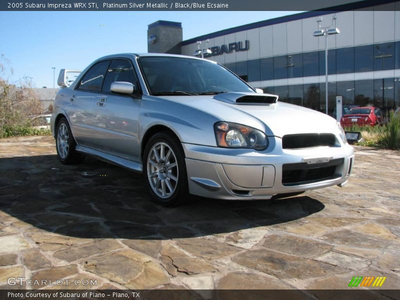 Platinum Silver Metallic / Black/Blue Ecsaine 2005 Subaru Impreza WRX STi