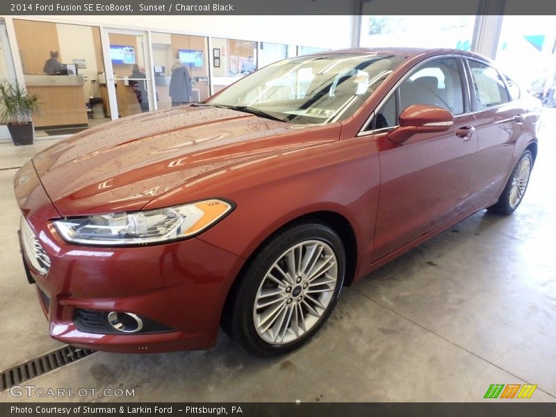 Sunset / Charcoal Black 2014 Ford Fusion SE EcoBoost