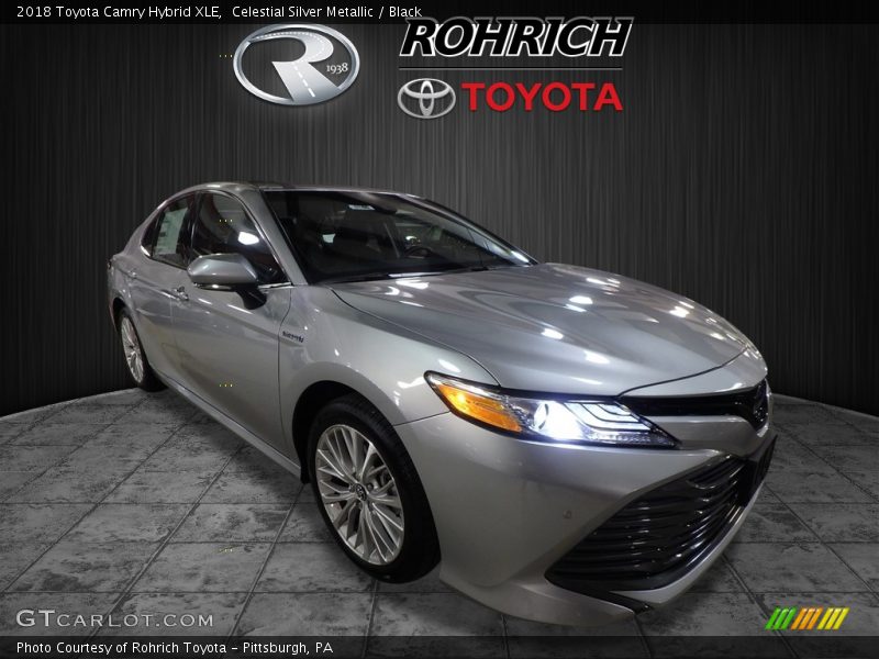 Celestial Silver Metallic / Black 2018 Toyota Camry Hybrid XLE