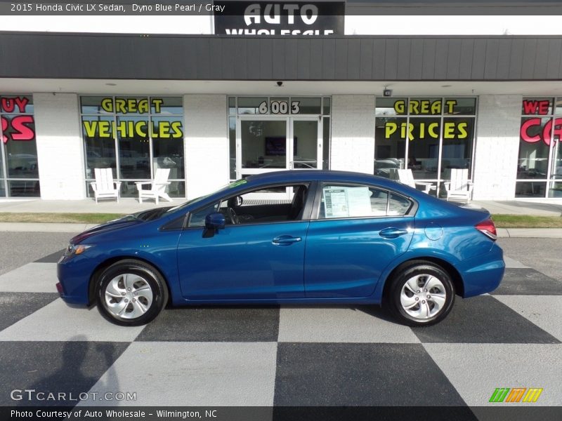 Dyno Blue Pearl / Gray 2015 Honda Civic LX Sedan